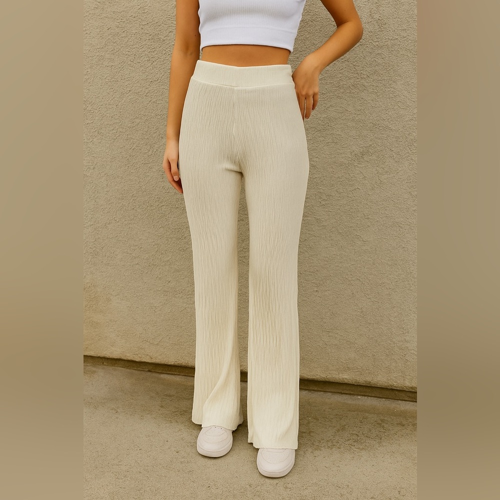 Zara Textured Cream Trousers, size M